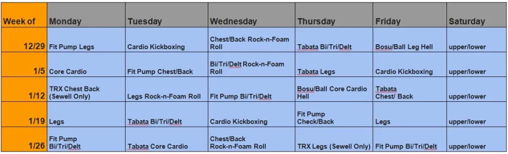 Jan 2015 Bodypart Schedule